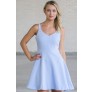 Cute Pale Blue Sundress, Periwinkle Blue A-Line Party Dress, Blue Summer Dress 