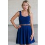 Royal Blue Belted A-Line Dress, Cute Blue Dress, Blue Summer Dress, Online Boutique Dress