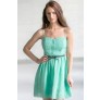 Cute Mint Dress, Online Boutique Dress, Belted Mint Summer Dress, Mint Green Sundress