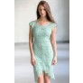 Cute Lace Dress Online, Sage Green Lace Sheath Dress, Light Green Lace High Low Sheath Dress