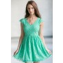 Green Capsleeve Lace A-Line Dress, Cute Green Online Boutique Lace Dress, Lace Party Dress