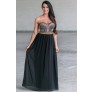 Black Strapless Embroidered Maxi Formal Dress