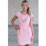 Pale Pink Sheath Dress, Cute Work Dress, Pink Summer Dress, Cute Cocktail Dress