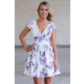 Purple Floral Print A-Line Party Dress, Cute Summer Dress Online