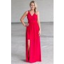 Red Formal Maxi Bridesmaid Prom Dress