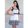 Black and White Contrast Pattern Sweater Dress, Cute Dress Online