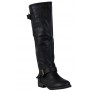 Cute Black Red Zipper Boots, Black Riding Boots