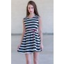 Cute Black and White Stripe A-Line Dress, Summer Boutique Dress