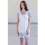 Cream and Black Embroidered Babydoll Dress, Cute Juniors Dress Online