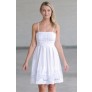 White A-Line Sundress, Cute Summer Dress, White Embroidered Dress