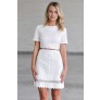 Cute White Belted Dress, Juniors Summer Dress Online