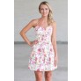 Pink and White Floral Print Summer Dress, Cute Juniors A-Line Sundress