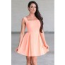 Neon Orange Coral Scalloped A-Line Summer Dress