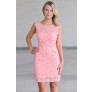 Pink Lace Sheath Dress, Cute Pink Dress Online