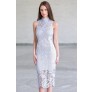 Pale sky blue lace midi Dress, Cute Lace Cocktail Dress