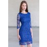 Blue Lace Cocktail Party Dress