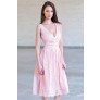 Pink Lace Midi Dress, Cute Pink A-Line Dress