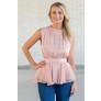 Rose Pink Peplum Top, Cute Juniors Top