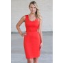 Orange Scalloped Sheath Dress, Cute work dress