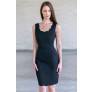 Black Scalloped Sheath Dress, Little Black Dress, Work Dress