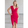 Cute Wine Red Crossover Cocktail Party Dress