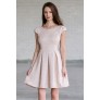 Cute Beige Tweed A-Line Work Dress