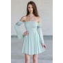 Mint Green Off The Shoulder Boho Fall Festival Dress