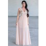 Nude Beige Beaded Embellished Prom Maxi Formal Bridesmaid Dress