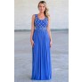 Blue Pearl Maxi Formal Prom Dress