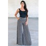 Black Printed Palazzo Pants, Cute Pants