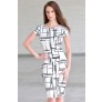 Cute Work Dress, Black and White Printed Sheath Dress