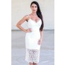 Off White Lace Bodycon Dress, Cute White Rehearsal Dresses