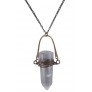 Bronze and Crystal Clear Pendant, Cute Boho Necklace