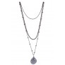 Silver and Bronze Layered Moon Necklace, Cute Boho Pendant Jewelry