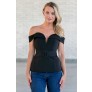 Belted Black Off The Shoulder Top