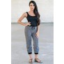 Black and Grey Casual Scrunch Sweatpants, Cute Casual Pants