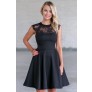 Black Lace A-Line Party Dress, Cute Little Black Dress Online
