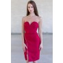 Strapless Wine Red Cocktail Dress, Wine Red Party Dress Online