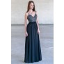 Black Lace and Chiffon Maxi Dress, Cute Maxi Dress, Open Back Prom Dress