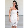 Off White Lace Cocktail Dress, Cute Bachelorette Party Dress