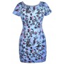 Blue Plus Size Floral Print Sheath Dress