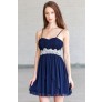 Navy Midnight Blue Embellished Party Dress