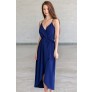 Navy High Low Wrap Dress, Cute Navy Blue Cocktail Party Dress