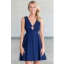 Navy A-Line Party Dress, Cute Navy Summer Sundress