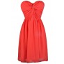 Cute tomato red strapless dress, red party dress