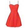 Red Coral Paperbag Waist Dress, Bright Red Coral Juniors Dress, Cute Red Coral A-Line Summer Dress