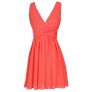 Cute Coral Chiffon Dress, Coral Chiffon Party Dress, Cute Coral Summer Cocktail Dress