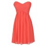 Cute Coral Chiffon Strapless Bridesmaid Dress, Cute Chiffon Coral Party Dress, Coral Chiffon Dress
