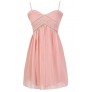 Pink Embellished Chiffon Dress, Pink Beaded Prom Dress, Pink Beaded Bridesmaid Dress, Pink Beaded A-line Party Dress