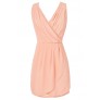 Peach Chiffon Party Dress, Peach Tulip Skirt Dress, Cute Juniors Dress